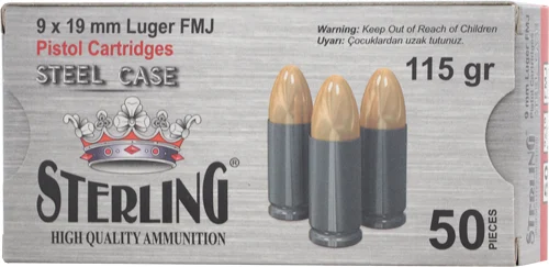 Sterling Rope 9mm Luger 115gr FMJ Steel – 50rd