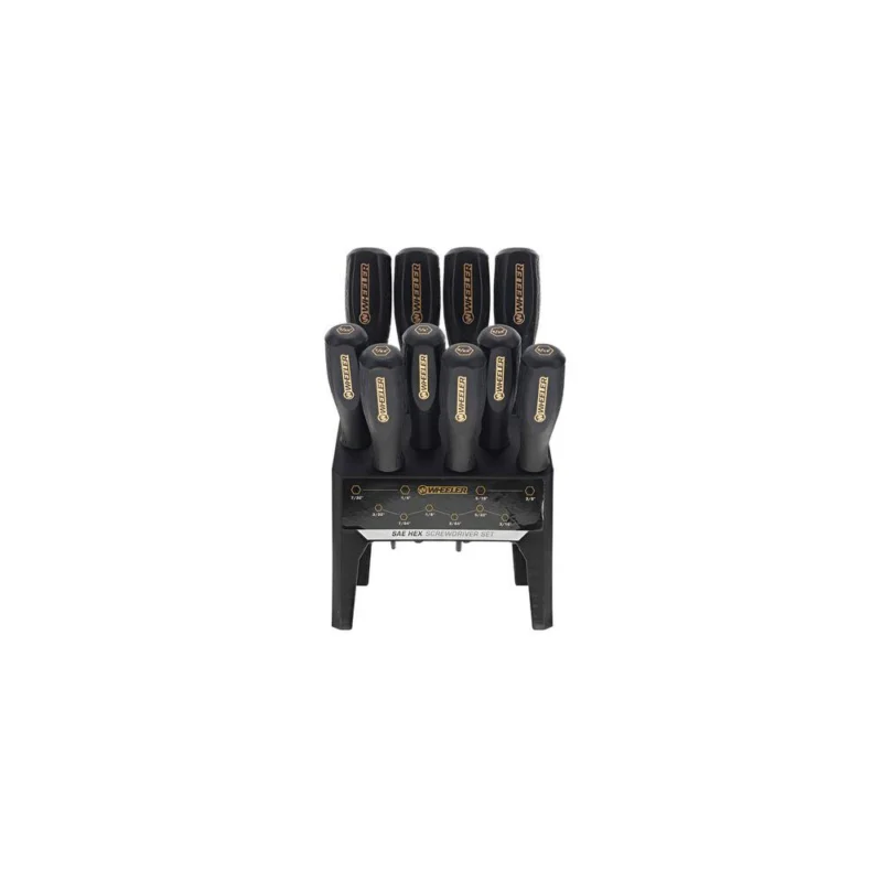 Wheeler 10 Piece SAE Hex Benchtop Screwdriver Set Black